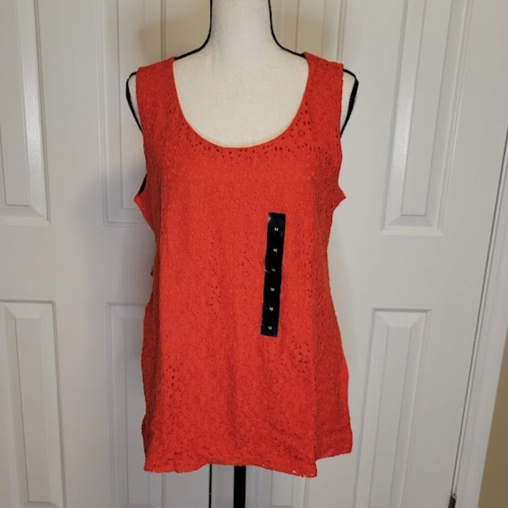 Banana Republic Factory Orange Crochet Lace Front Tank Top Size M